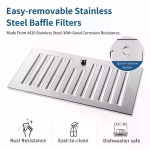 Cappa aspirante da incasso da 30 pollici con ventola da 600 CFM e LED convertibile, colore argento - Product Image 3
