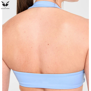 Soutien-gorge de sport simple à col halter pour femme, couleur bleu clair, nouvelle arrivée, meilleur vendeur, fabrication OEM/ODM à prix d'usine - Product Image 5