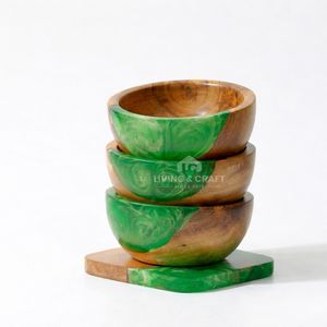Bol en bois et résine fait main de luxe, bol en bois d'acacia et résine époxy pour la salle à manger, la décoration de table et le service - Product Image 4