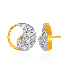 Half-Halo Diamond <b>Studs</b> Classic Floral Diamond Cluster <b>Earrings</b> 18K Yellow Gold Round Cut Lab Grown Diamond Anniversary Gift - Product Image 4