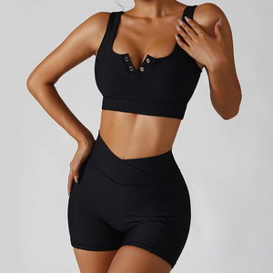 2026 Premium Quality White 2 Piece Yoga Set <b>Crop</b> <b>Top</b> High Waist Shorts Seamless Breathable Sport Wear - Product Image 5