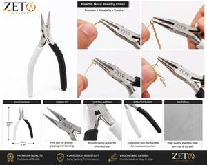 <b>Gold</b> Tip Stainless Steel Grounded Needle <b>Nose</b> Pliers 5 Inch <b>White</b> Handle Permanent Jewelry Making Tool Custom Logo OEM - Product Image 6