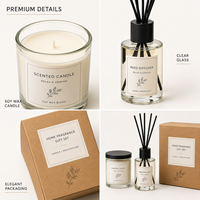 Coffret cadeau de parfums d'ambiance avec bougie parfumée et diffuseur à bâtonnets, boîte cadeau personnalisée en kraft pour Noël, Pâques et la Saint-Valentin