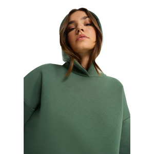 Sweat-shirt à capuche oversize pour femme, vert uni, à épaules tombantes, en molleton, avec poches, services OEM - Product Image 3