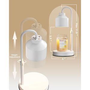 Adjustable Height Electric Candle Warmer Lamp with <b>Timer</b> White Wax Warmer Jar for Jar Candles - Product Image 4