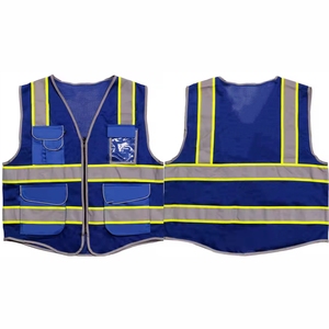 Gilet de sécurité réfléchissant bleu pour homme avec plusieurs poches, respirant, fermeture éclair, pour le travail en extérieur et usage quotidien - Product Image 2