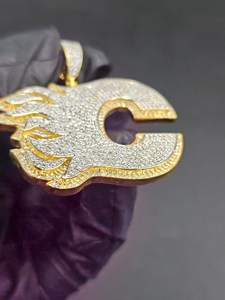 Colgante de Letra con Diseño de Llama Iced Out, Plata de Ley 925, Diamante Moissanita, Joyería Hip Hop, Chapado en Oro, Lujoso, Unisex, Amuleto de Declaración - Product Image 5