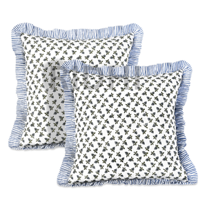 Funda de Cojín de Algodón de Lujo Moderno con Estampado Floral y Volantes de Ridhi Baby Blossoms, Extraíble y Lavable, para Sofá, Silla, Cama, Decoración del Hogar - Product Image 1