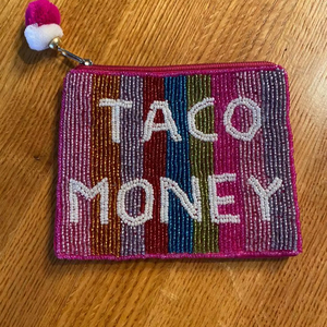 Monedero de alta calidad, elegante y único, con cuentas multicolor, estilo TACO MONEY, duradero, pequeño, con bordado a mano. - Product Image 1