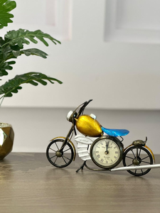 KREATIVE HOUSE Metal Handcrafted Motorcycle Table <b>Clock</b> | <b>Hand</b> Painted Vintage Bike Design Figurine | Decorative Desk <b>Clock</b> for - Product Image 1