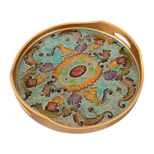 Plateau de service rond en bois fait main, bois naturel, pour la maison et la cuisine, au meilleur prix - Product Image 1