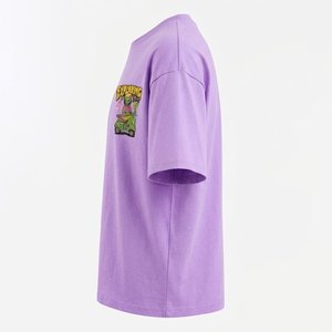 Camiseta Oversize Morada de Hombre con Hombros Caídos, Estilo Urbano, Algodón Pesado, Estampado Personalizado, Transpirable, Ajuste Veraniego, Venta al por Mayor - Product Image 3