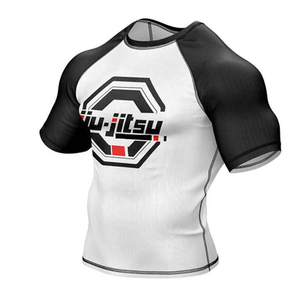 MMA Compression Shirts Wholesale Gym Training Base Layer Quarter Sleeve Body Fit Shirts Custom Graphic BJJ Grappling Uniform Set - Product Image 2
