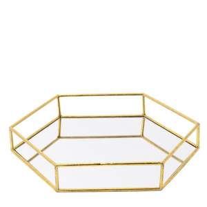 Bandeja Decorativa de Lujo con Espejo Dorado, Organizador de Joyas de Metal y Vidrio, Bandejas de Servicio Modernas, Centro de Mesa para Café - Product Image 6