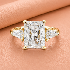 Bague solitaire en diamant de laboratoire taille radiant 4 carats, la plus vendue, sertie à griffes, en or massif 14 carats, plaqué rhodium de luxe, pour femme - Product Image 2