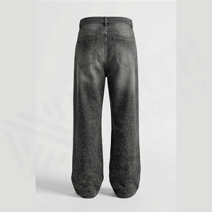 Jean en denim coupe droite délavé foncé pour homme, taille haute, coupe classique, en coton, style décontracté, pantalon d'automne - Product Image 6