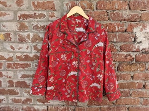 Conjunto de pijama de algodón transpirable para mujer con estampado floral, camisa de manga larga con pantalón largo de dos piezas. - Product Image 5