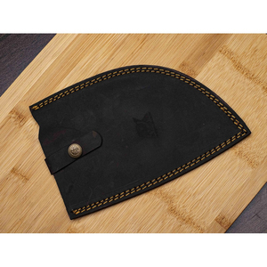 Cuchillo de Chef Burraq OEM Hecho a Mano de Acero de Damasco de Grado Industrial, Cuchillo Multifuncional con Patrón Trenzado, Mango de Madera y Funda de Cuero - Product Image 4