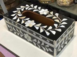 Fournisseur indien Élégant distributeur de serviettes en bois incrusté de nacre pour les réglages de table modernes de l'exportateur indien - Product Image 4