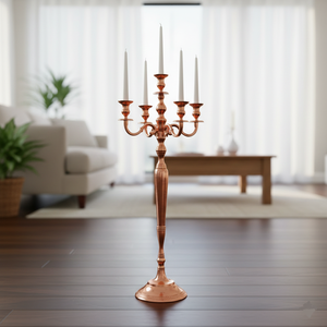 Dernier modèle de chandelier en aluminium or rose pour décoration de centre de table de mariage, bougeoir/pilier/candelabre - Product Image 2