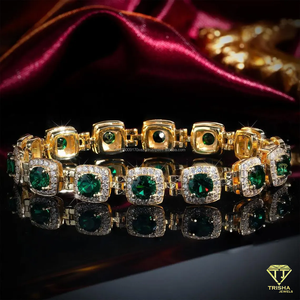 Luxury Emerald Green Lab Grown Diamond <b>Bracelet</b> With Brilliant Iced Out Accents In 925 Sterling Silver Jewelry - Product Image 3