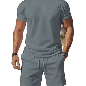 Men T Shirt Cargo Shorts Set Manufacturer 220 GSM Cotton Oversized Casual 2 Piece OEM ODM <b>Bulk</b> Supply - Product Image 1