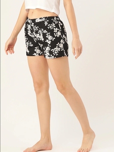 Shorts de Algodón Tejido con Estampado Floral para Mujer, Cintura Media, Elásticos, Transpirables, Corte Regular Informal - Product Image 5