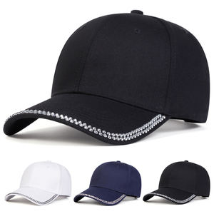 Gorra de Béisbol Unisex con Visera de Diamantes de Imitación, Gorra Lisa con Cristales Incrustados, Gorra de Papá Brillante con Visera Curva, Gorra de Sol para Exteriores de Poliéster/Algodón - Product Image 1