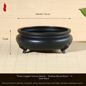 Maceta de Resina Plástica de Tres Patas, Estilo Chino, en Forma de Tambor, para Uso en Escritorio <span class=keywords><strong>con</strong></span> Plantas Suculentas y Bonsáis - Product Image 2