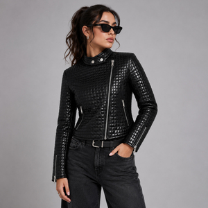 High quality best price best selling <b>leather</b> <b>jacket</b> Ladies PU <b>Leather</b> <b>Jacket</b> For Women With Zipper Front <b>Long</b> Sleeve Stylish - Product Image 3