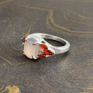 Fashionable Rose <b>Quartz</b> <b>Ring</b> (4.6 Grams) Natural Gemstone Trendy Eye Pattern Oval Shape Gift - Product Image 2