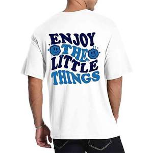 Camisetas Gráficas con Estampado de Letras Sonrientes, Manga Corta, Estampado de Palmeras, Top de Verano 100% Algodón, Camisetas Casuales para Hombre - Product Image 1