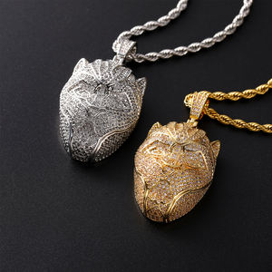 Pendentif Tête de Panthère en Argent 925 Plaqué Or 18K et Rhodium, Cristaux Taillés Brillants, Bijou Unisexe de Luxe à Thème Animal - Product Image 5