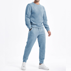 Conjunto Deportivo de 2 Piezas para Hombre, Color Azul Claro, Chaqueta con Cierre y Cuello Camisero, Pantalones Deportivos con Cordón Ajustable, Estilo Casual - Product Image 1