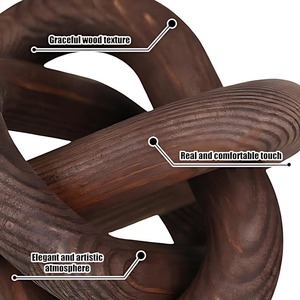 Cadena de Madera Hecha en Fábrica para Decoración del Hogar, 3 Eslabones Planos, Decoración de Madera Hecha a Mano, Guirnalda de Madera - Product Image 4