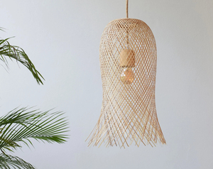 Flared Woven Pendant Light Handwoven Bamboo Shade Octopus Cafe Shop Lighting Rustic Lamp OEM Supplier Vietnam - Product Image 1