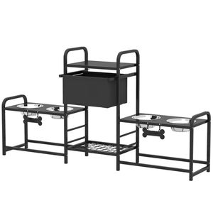 Porta Ciotole per Cani Nero, Supporto per Ciotole e Mangiatoie per Animali Domestici - Product Image 5