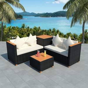 Set di 4 Mobili da Giardino in Acciaio Verniciato a Polvere Nera, Resistenti ed Eleganti per Esterni - Product Image 1