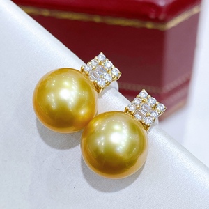 Pendientes de Plata de Ley con Cuentas de Oro Natural Gruesas de 12-13 mm, Estilo Lujoso y Moderno, Estándar 925 - Product Image 2