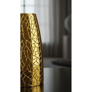 Florero de Metal Dorado Radiante Lleno de un Hermoso Ramo Floral Blanco, Pieza Decorativa Elegante y Moderna para el Hogar y Bodas - Product Image 6