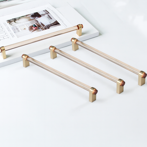 Poignées de bar contemporaines en acier inoxydable de luxe moderne, durables, avec accents en laiton pour armoires de chambre, de cuisine et commodes - Product Image 3