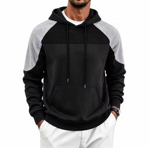 Sweat-shirt à capuche pour homme, manches raglan, couleur unie, décontracté, respirant, avec poche, vêtement d'hiver, coupe ajustée, en polaire tricotée, brodé - Product Image 3