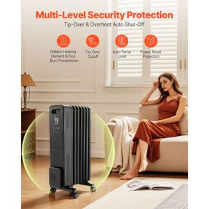 Radiatore Elettrico a Olio da 1500W con Doppio Tubo a U, Termoventilatore con 3 Impostazioni di Calore e Protezioni Termiche - Product Image 4