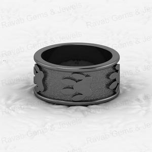 Best Selling Solid 925 Silver 10mm Wide Memorial Personalized Paw Print Polished Dog Lover Animal Keepsake Jewelry Gift For Men - Product Image 6