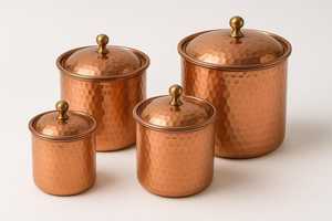 Vintage Copper Handmade Dishwasher Safe Eco-Friendly Lid <b>Jar</b> Canister Kitchen Storage Vessel Tea Coffee Sugar Container <b>Spice</b> - Product Image 2