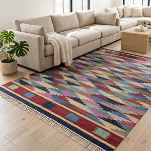 Durable Geometric Pattern Klim Area Rug Rectangle Shape Handcrafted 5x10 Bohemian Style Stain Resistant Living Room Floor <b>Mat</b> - Product Image 5