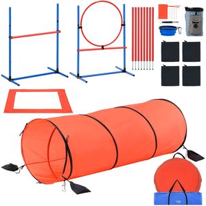 Set Combinato di 5 Ostacoli Regolabili per Agility Canina: Ostacoli Alti, 6 Pali Intrecciati, Tunnel, Anello di Salto e Pause Box - Product Image 1