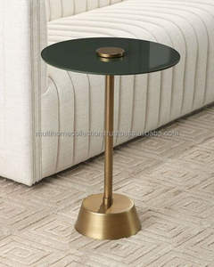 Mobilier de luxe Table basse Style miroir Regard attiré par les yeux Table d'appoint carrée de qualité supérieure Table basse en métal doré avec dessus en marbre - Product Image 4