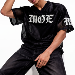 Camiseta de fútbol americano de malla para hombre, estilo urbano, a la moda 2026, cuello en V, transpirable, deportiva, con número personalizado, pedidos al por mayor OEM - Product Image 6