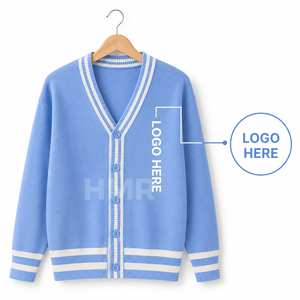 HMR Acrylic Custom Logo Sisterhood Sorority <b>Light</b> Blue Knitted V-Neck <b>Cardigan</b> Long Sleeve Casual All Season Wear - Product Image 5